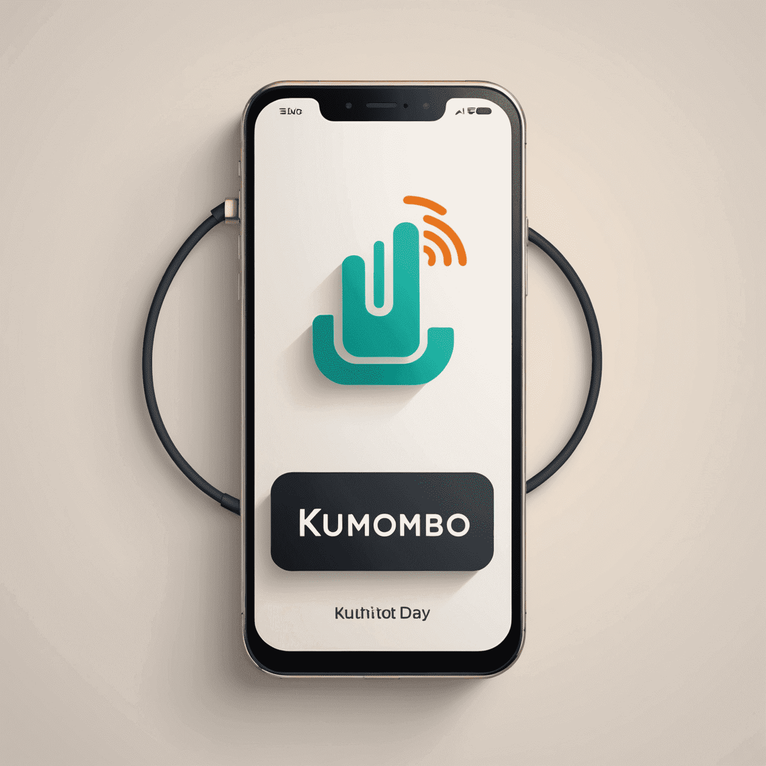 KuMobiToday logo - A stylized mobile phone with recharge symbol