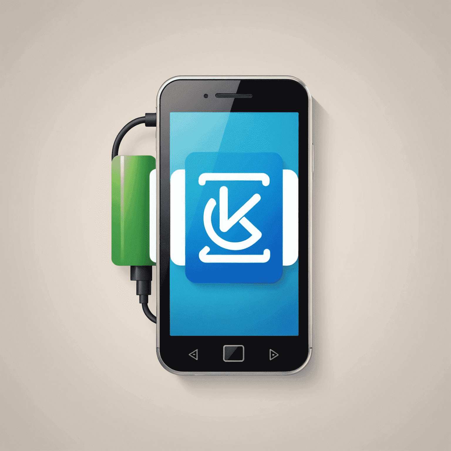 KuMobiToday logo - A stylized mobile phone with recharge symbol