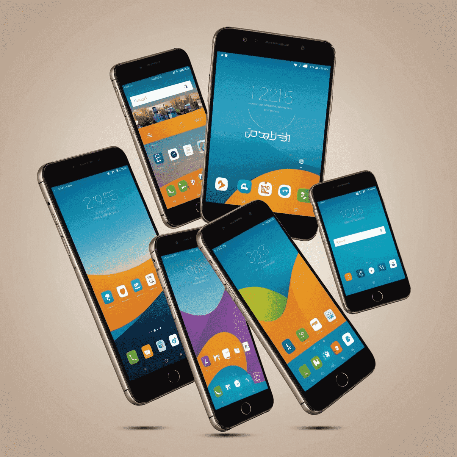 A collage of smartphones displaying various mobile plan offers from Kuwait's top carriers, showcasing data packages, call minutes, and special promotions